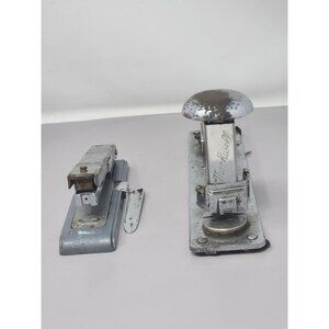 Vintage Markwell/Bostitch Staplers Heavy-Duty Metal Construction‎ Silver & Gray